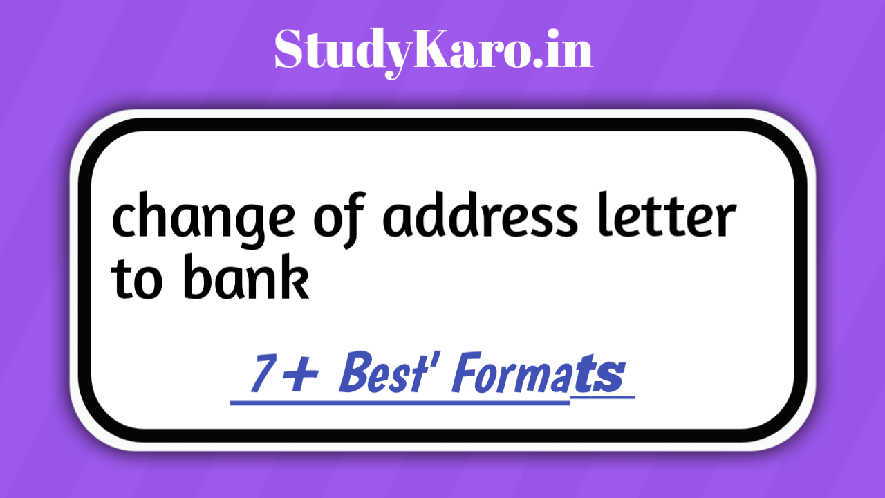 Application For Address Change In Bank