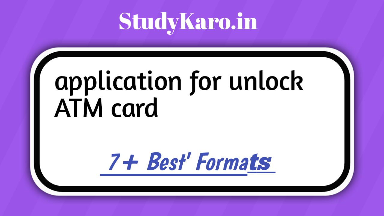 Application For Unblock Atm Card