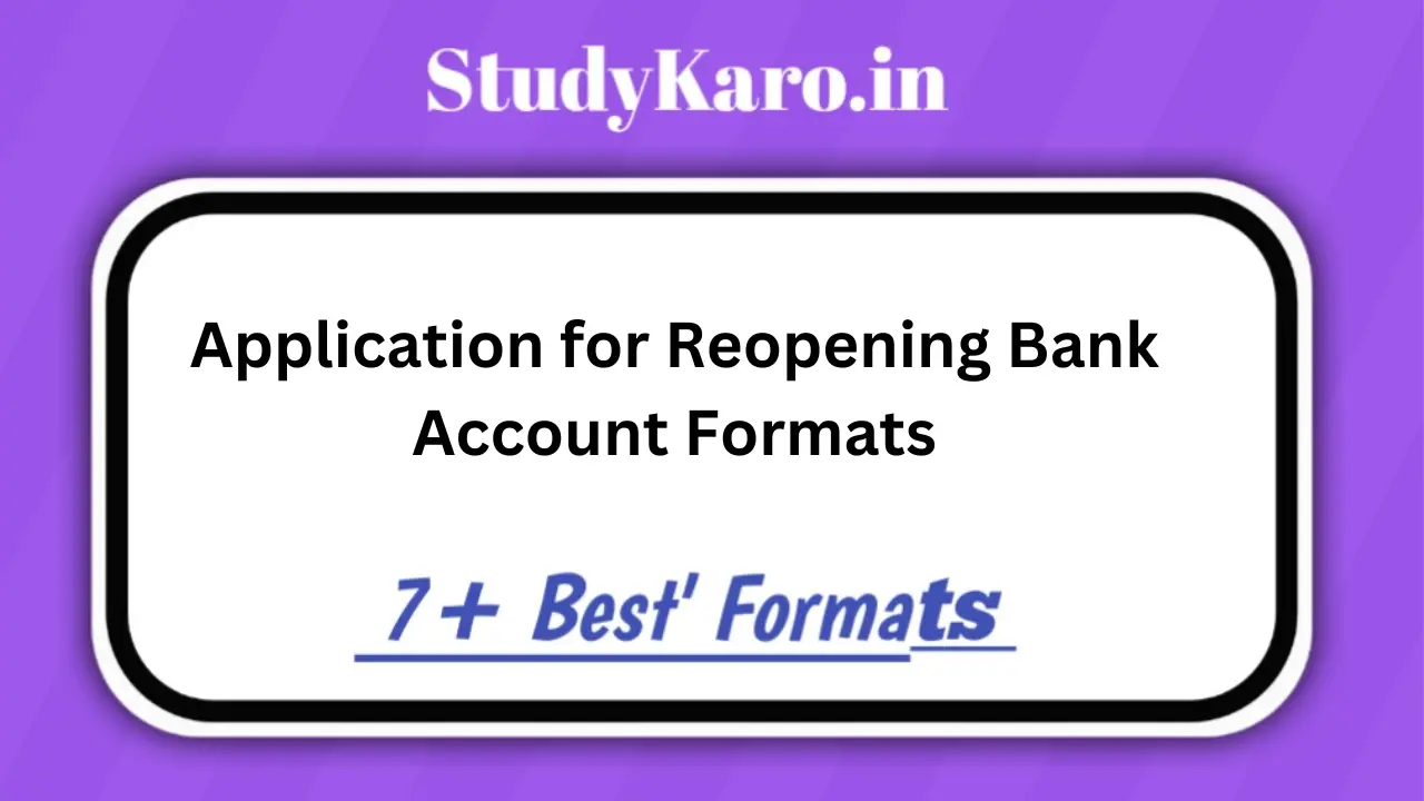 Application for Reopening Bank Account Formats